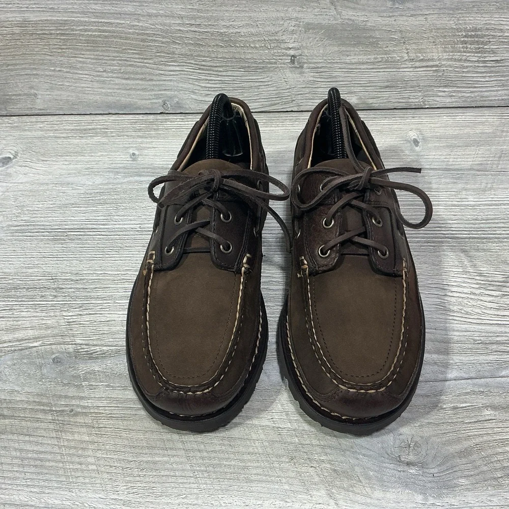 LL BEAN ALLAGASH Hand Sewn Bison Leather Loafer 301172 Men's Size 8 EE Wide NEW